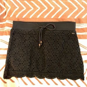 90s Roxy crochet cover up mini skirt